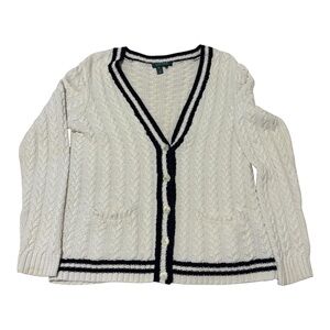 Vintage Lauren Ralph Lauren cable knit tennis cardigan Size L White